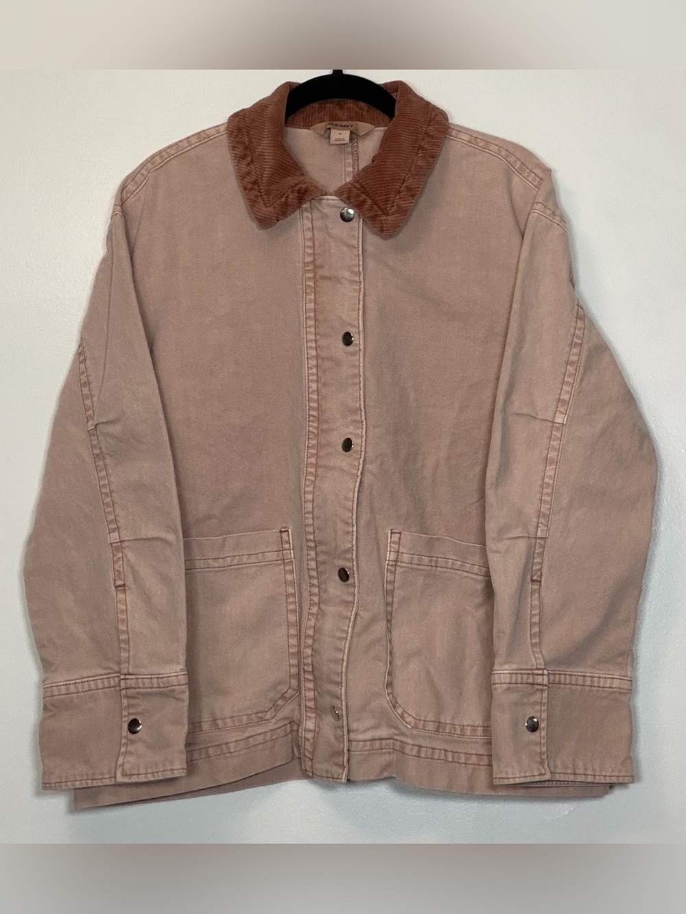 Old Navy Women’s Dusty Rose Barn Jacket with Brown Corduroy Collar